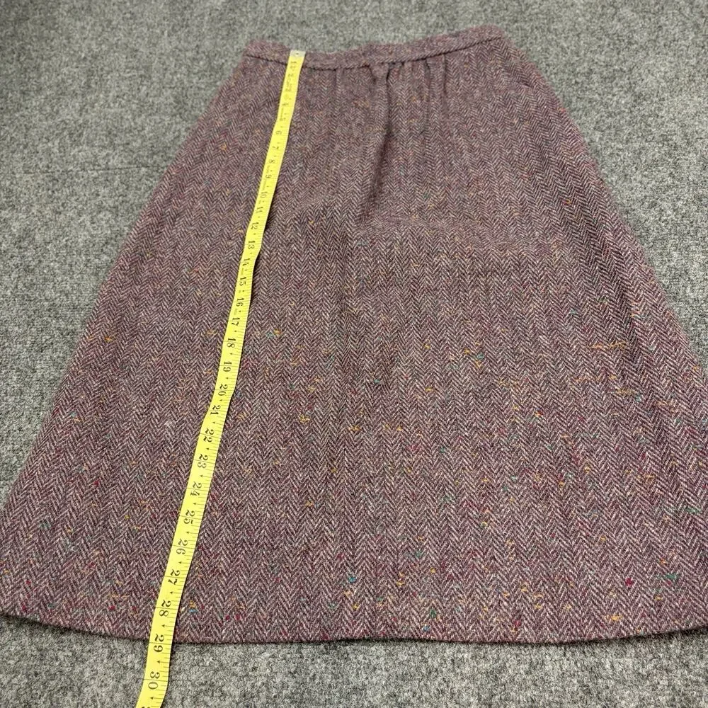 Vintage Jack Winter Wool Skirt Purple Pleated Tweed Herringbone Flecked Midi 10